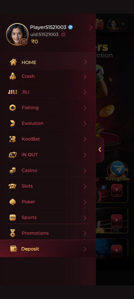 IN7 Game APK login screen with secure mobile account access and online gaming interface.